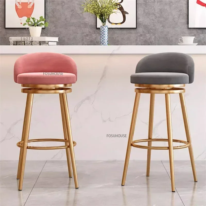 Commercial Kitchen Light - Nordic Light Luxury Velvet Bar Chair,