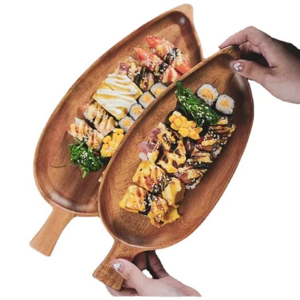 Pizza Conveyor Oven - Wooden Leaf Shaped Waterproof Serving Plate