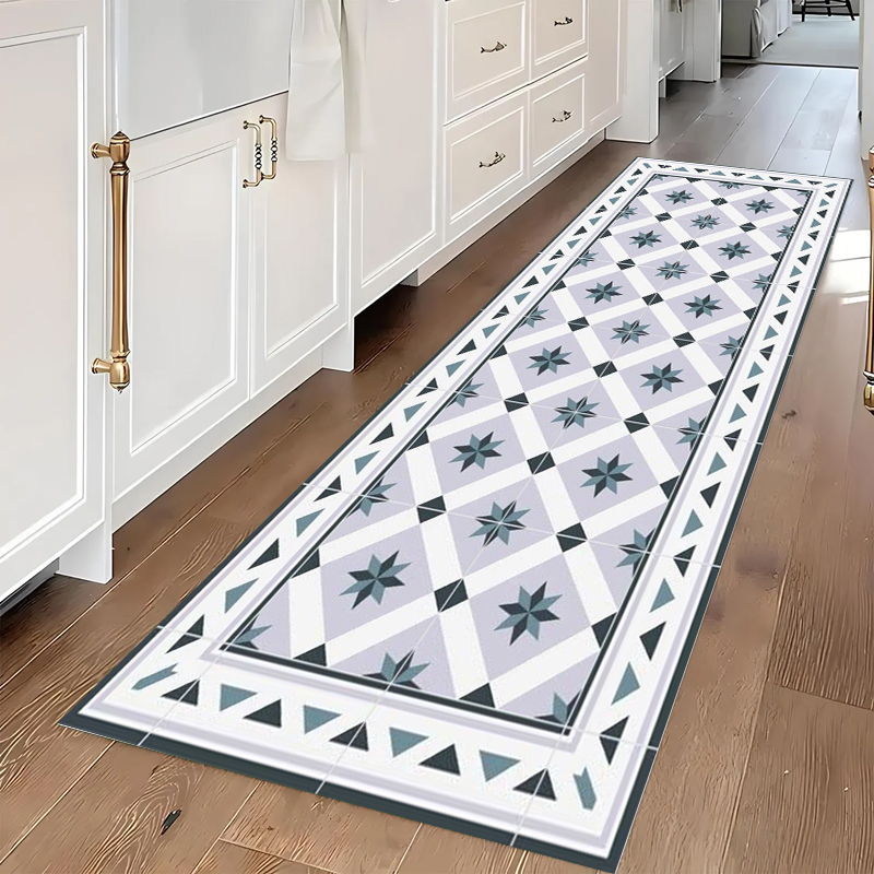 Commercial Kitchen Tile - Blue and Grey Geometric Tile Print