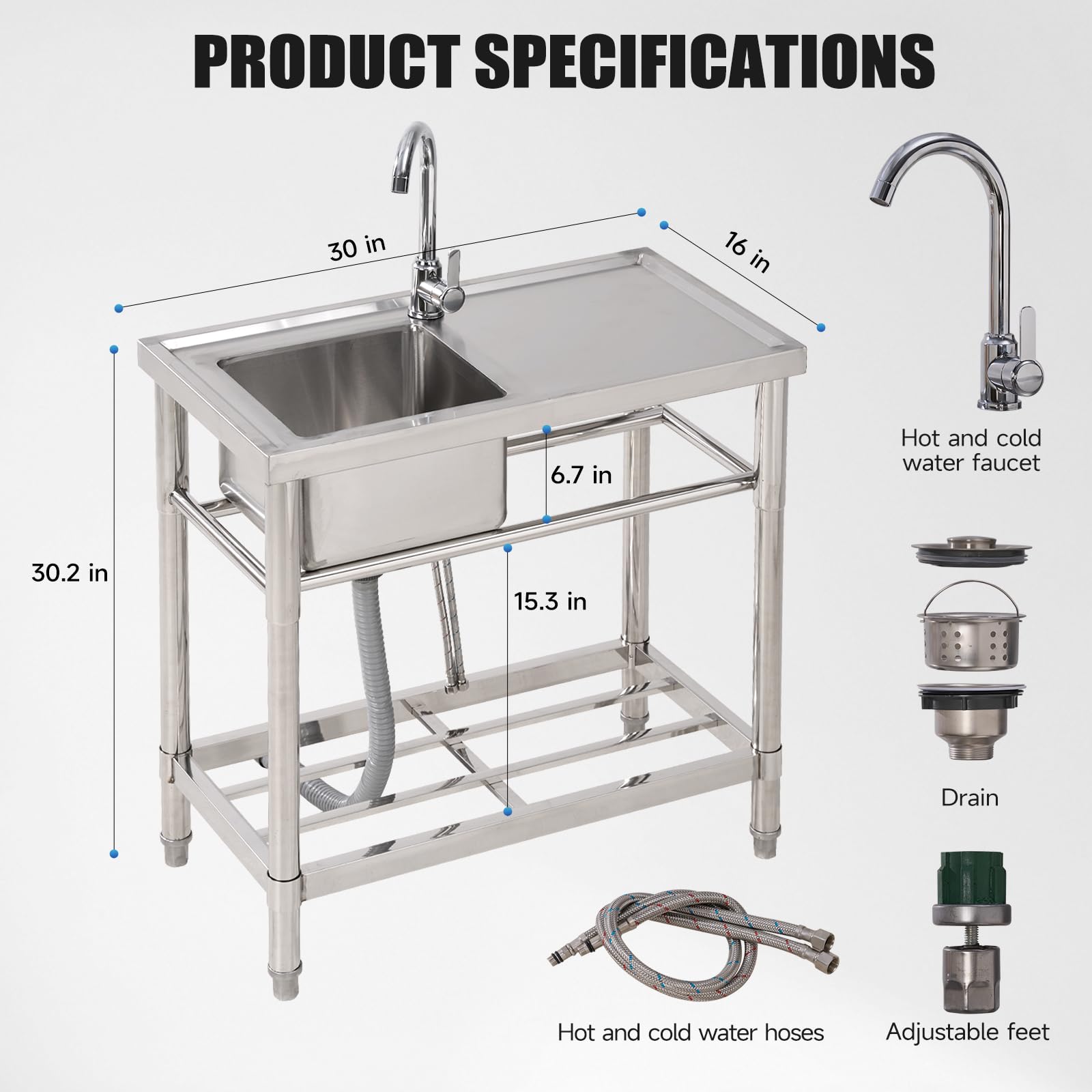 Compartment Commercial Sink St - огляд і ціна Commercial Kitchen Taps