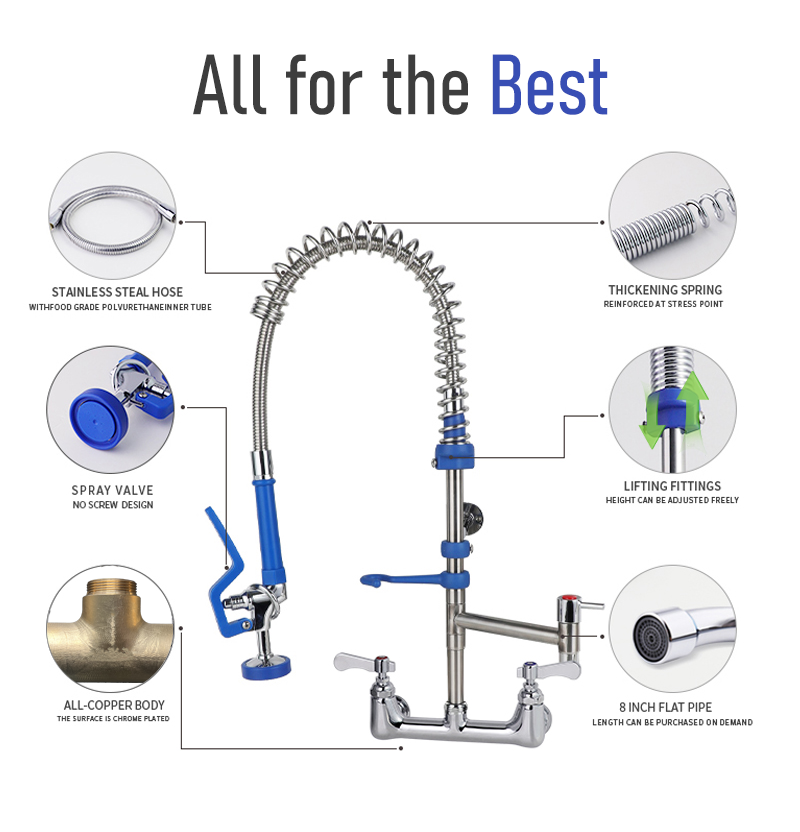 304SS Integrated Pipe + Brass  - огляд і ціна Commercial Kitchen Taps
