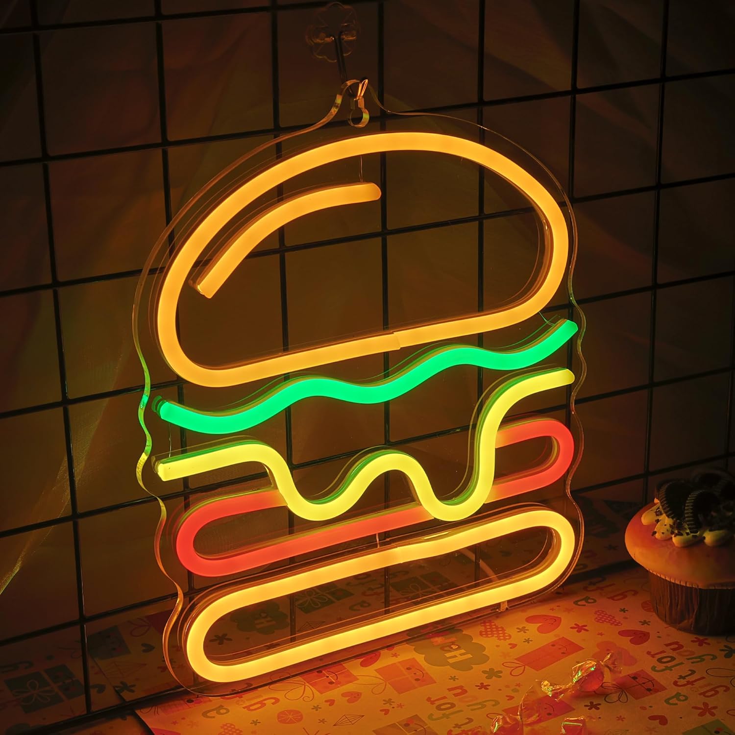 Burger Neon Sign with Layered  - огляд і ціна Commercial Kitchen Light