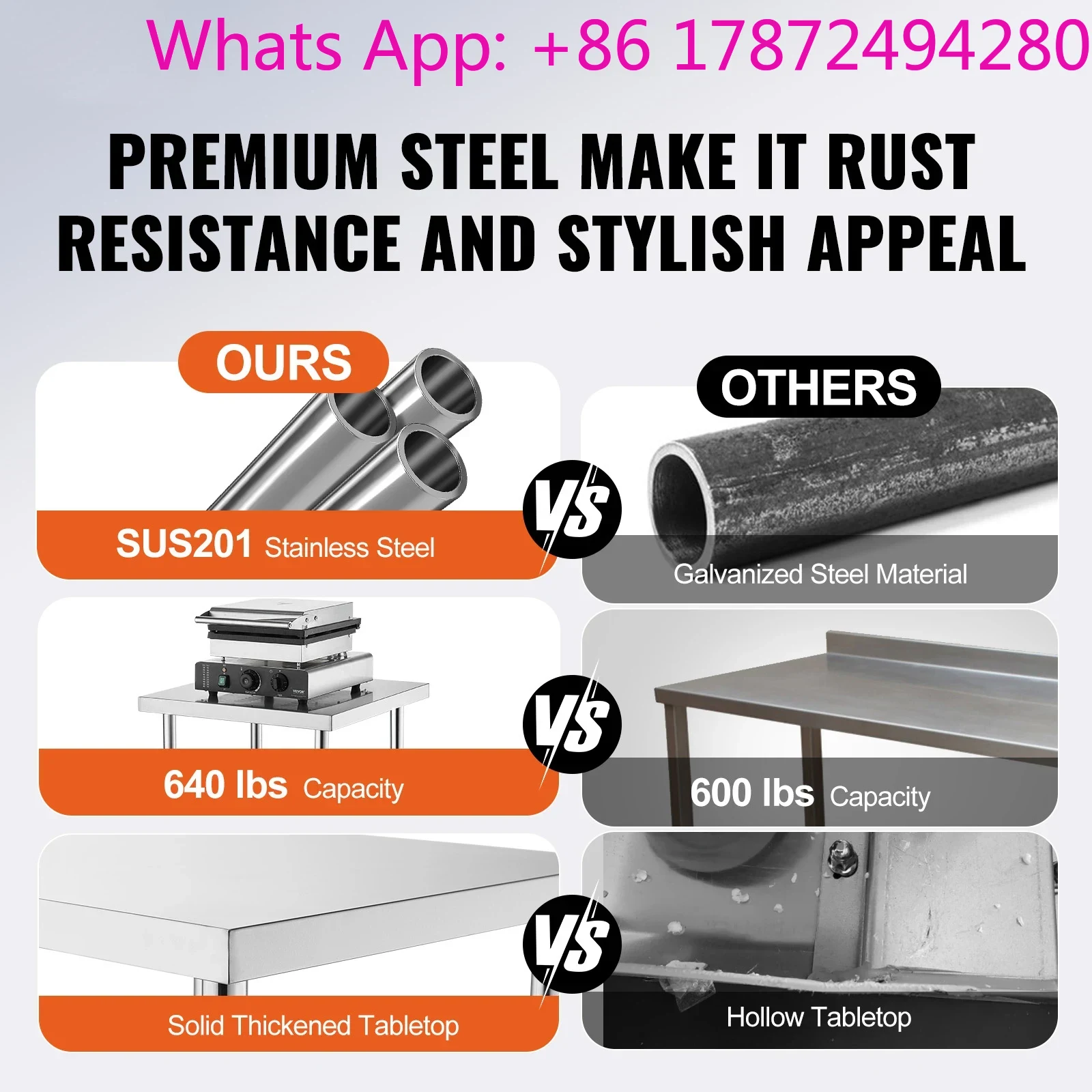 Stainless Steel Prep Table Hig - огляд і ціна Commercial Kitchen Prep Table