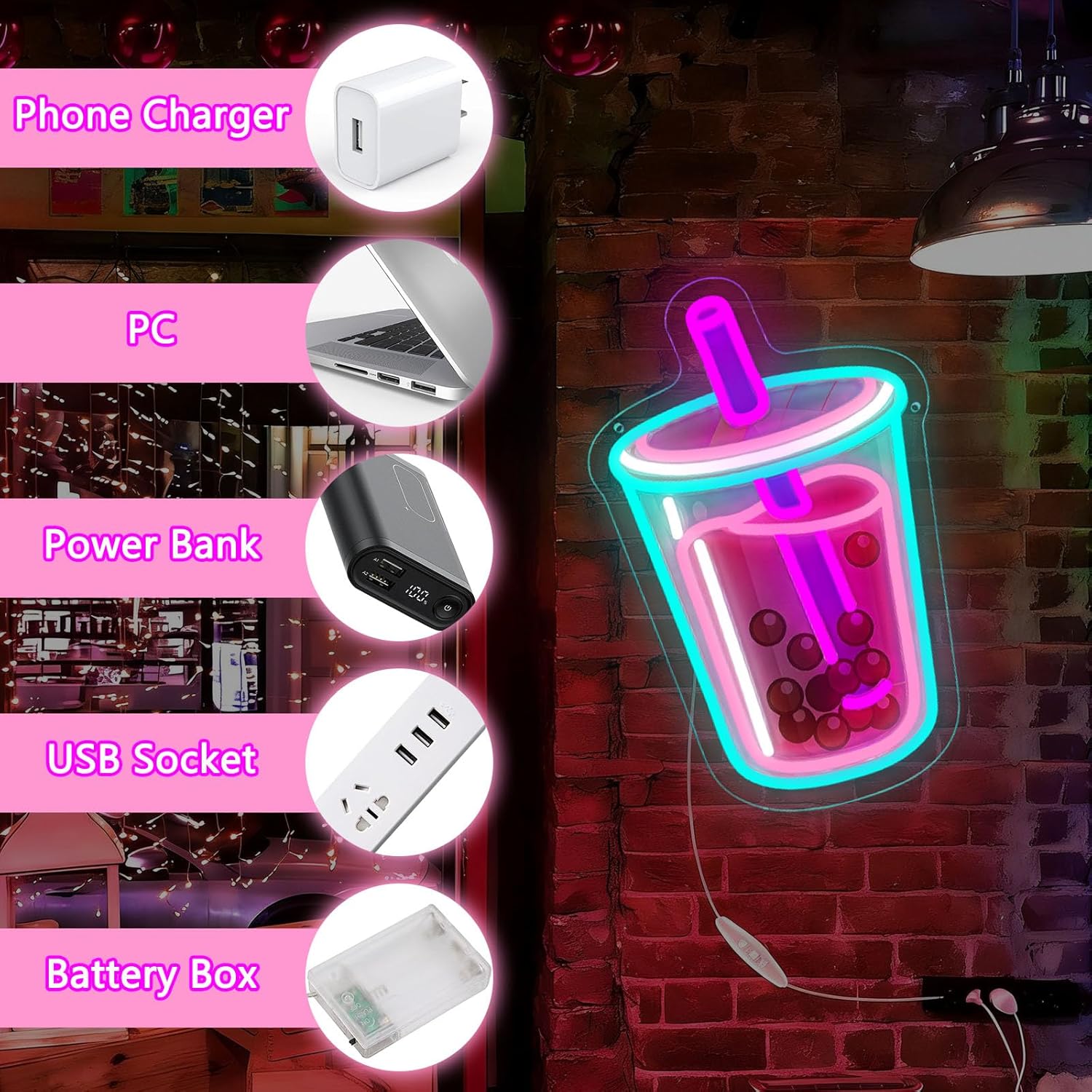 Bubble Tea Neon Sign USB Power - огляд і ціна Commercial Kitchen Light